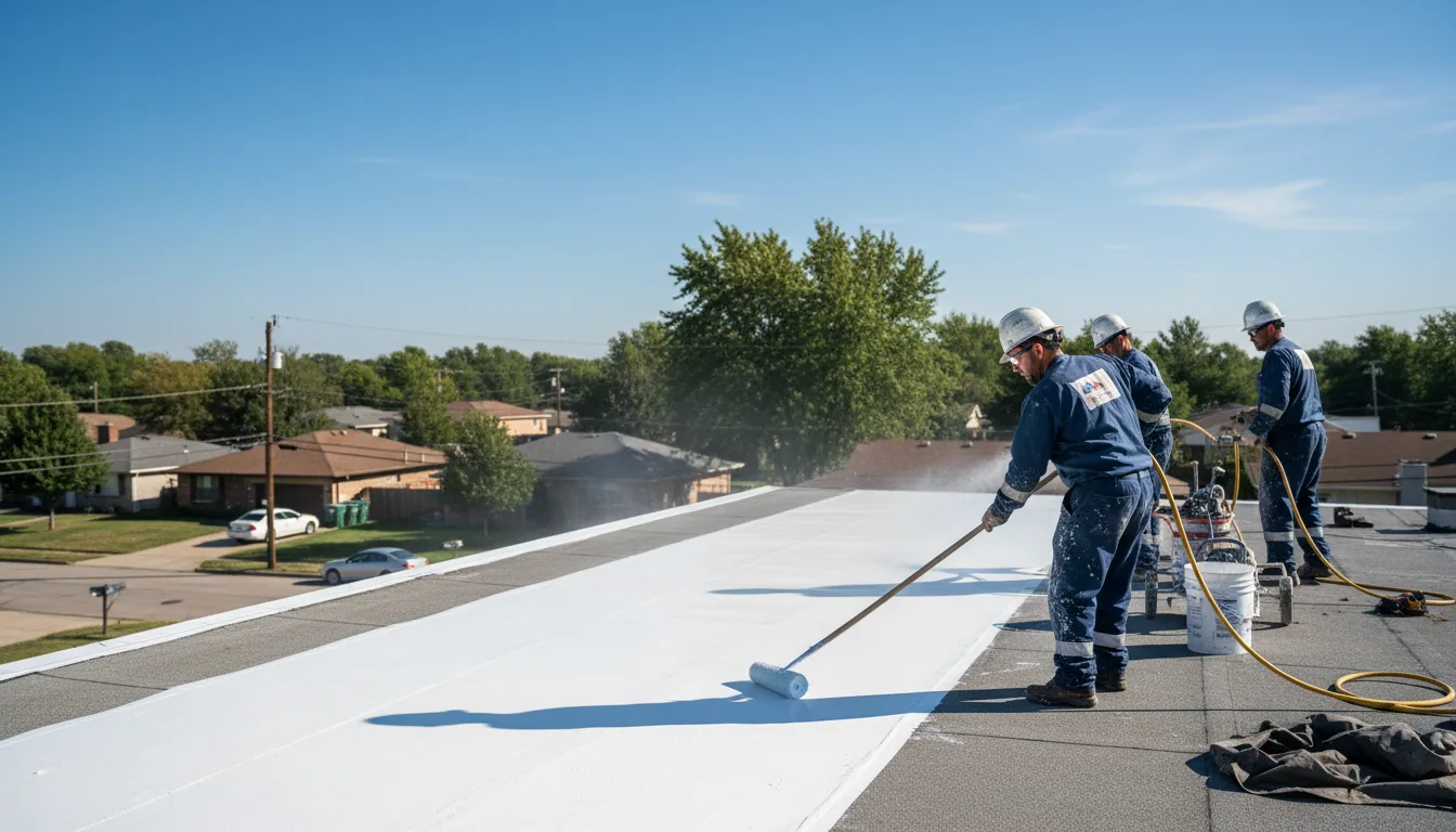 Commercial roof coating in Farmersville, CA near me